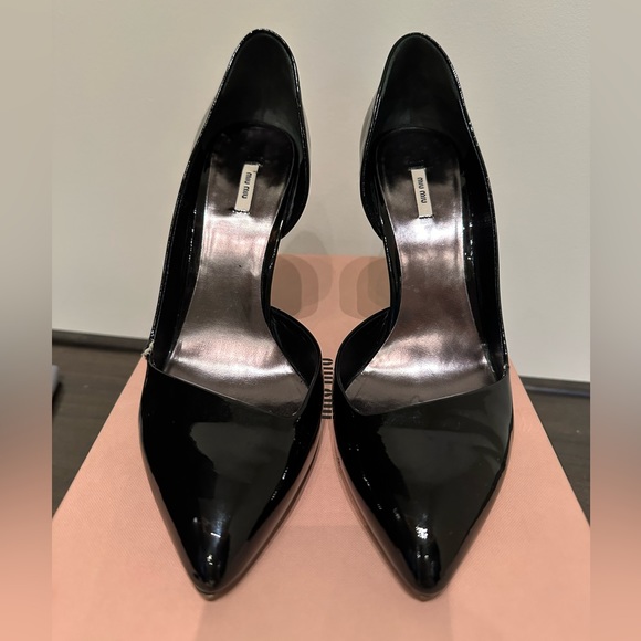 Miu Miu Calzature Donna black patent leather stiletto pumps, size 38.5 / US 8.5 - Picture 1 of 13